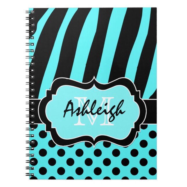 Caderno Espiral Bolinhas brancas em branco-preto personalizadas (Frente)