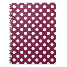 Caderno Espiral Bolinhas brancas em burgundy