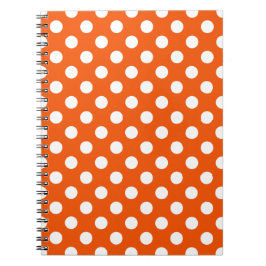 Caderno Espiral Bolinhas brancas em laranja