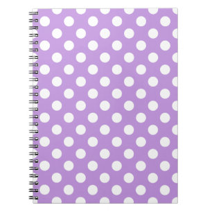 Caderno Espiral bolinhas brancas em lilac