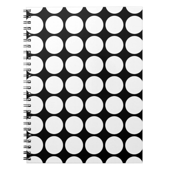 Caderno Espiral Bolinhas brancas em preto (Frente)