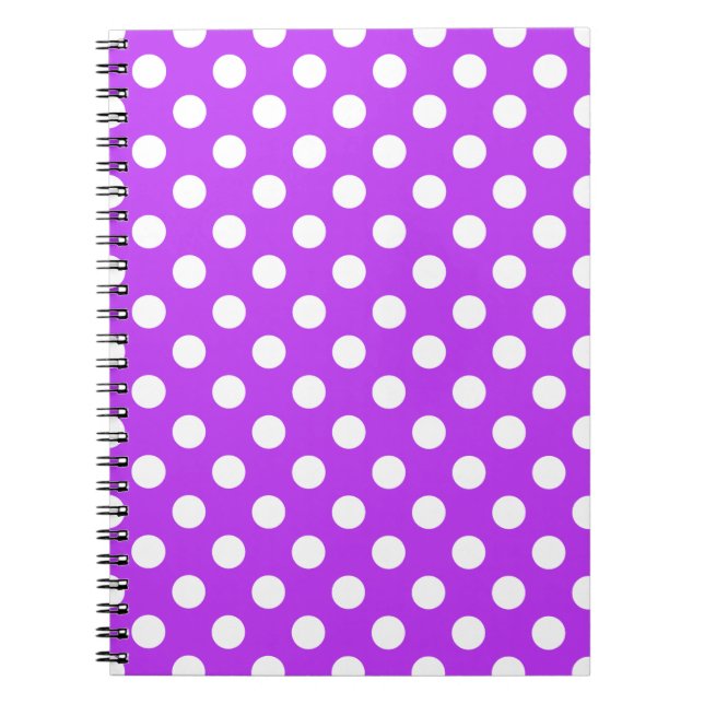 Caderno Espiral Bolinhas brancas em roxo brilhante (Frente)