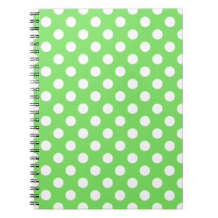 Caderno Espiral Bolinhas brancas em verde-maçã