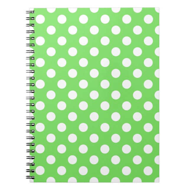 Caderno Espiral Bolinhas brancas em verde-maçã (Frente)