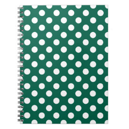 Caderno Espiral Bolinhas brancas em verde sage