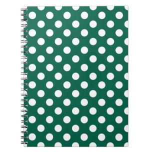 Caderno Espiral Bolinhas brancas em verde sage