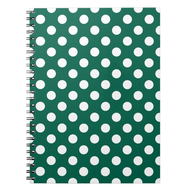 Caderno Espiral Bolinhas brancas em verde sage (Frente)