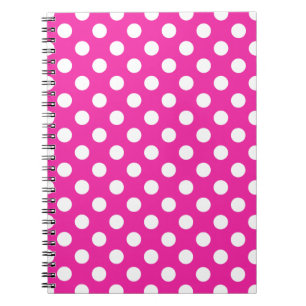 Caderno Espiral Bolinhas brancas na fúcsia