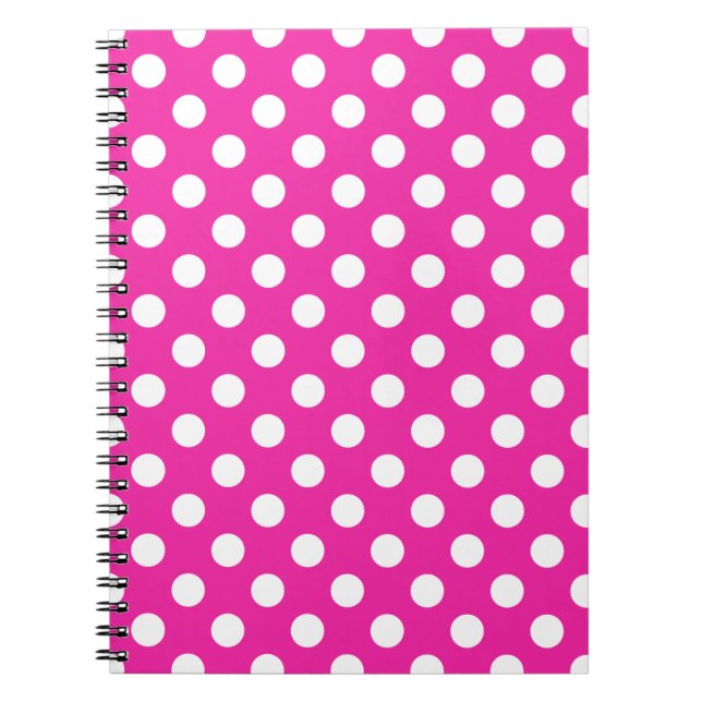Caderno Espiral Bolinhas brancas na fúcsia (Frente)