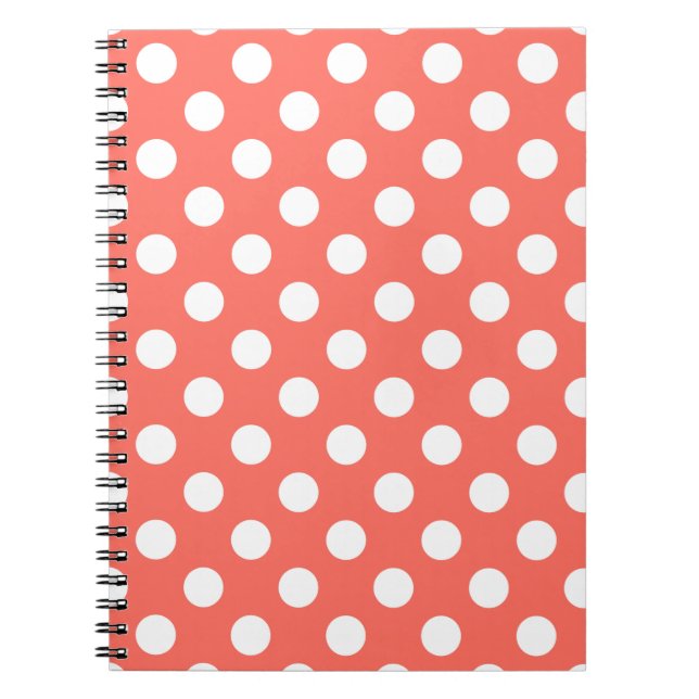 Caderno Espiral Bolinhas brancas sobre corais vivos (Frente)