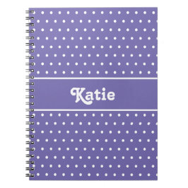 Caderno Espiral Bolinhas Chic - Roxo e Branco - Nome Personalizado