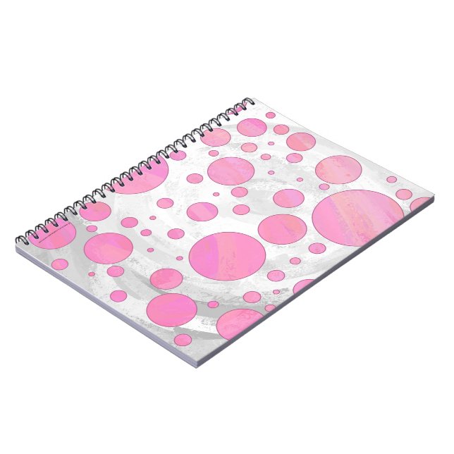Caderno Espiral Bolinhas Cor de Algodão Rosa (Left Side)
