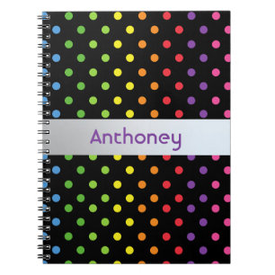 Caderno Espiral Bolinhas Cor-de-Rosa Turquesa Verde Personalizada