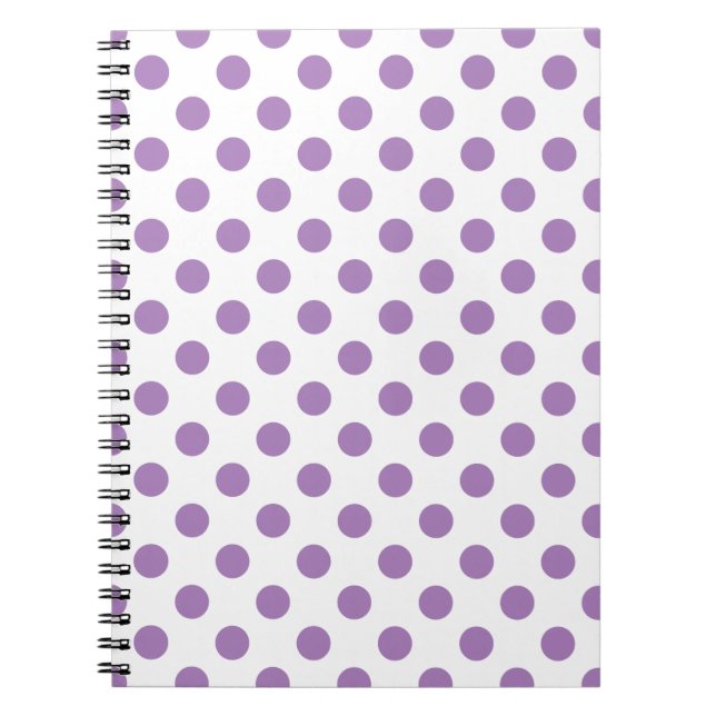 Caderno Espiral Bolinhas de lavanda em branco (Frente)