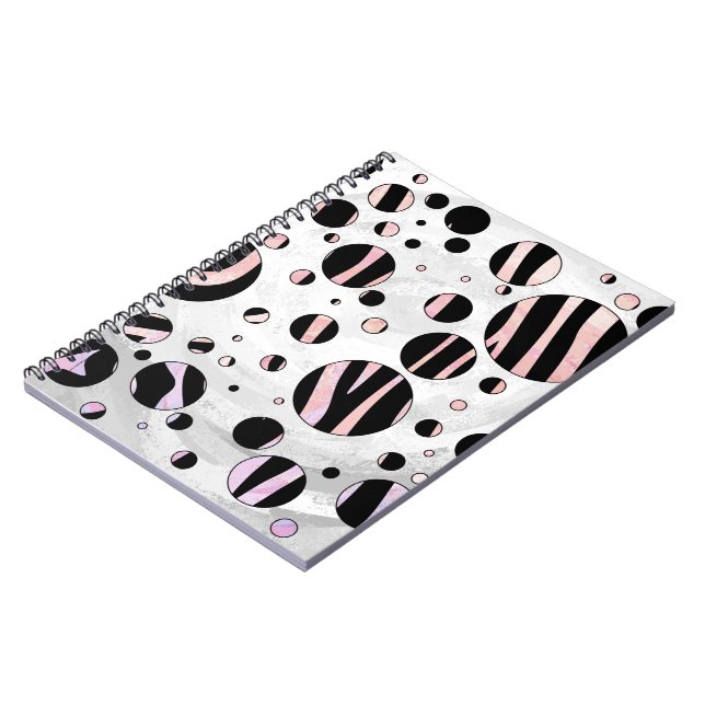 Caderno Espiral Bolinhas de Zebra Pretas e Rosa (Left Side)