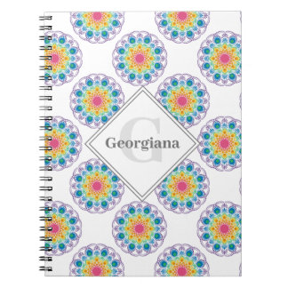 Caderno Espiral Bolinhas Florais Personalizadas do Arco-Íris Manda