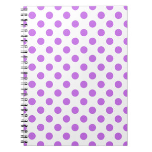 Caderno Espiral bolinhas Lilás e brancas