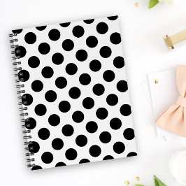 Caderno Espiral Bolinhas, padrão de Bolinhas, preto e branco