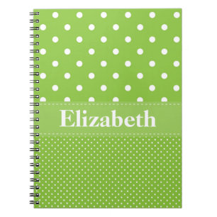 Caderno Espiral Bolinhas personalizadas, verde e branco