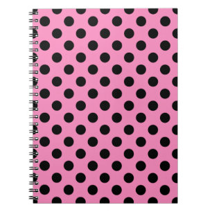 Caderno Espiral bolinhas pretas a rosa