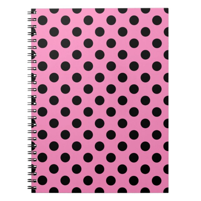 Caderno Espiral Bolinhas pretas a rosa (Frente)