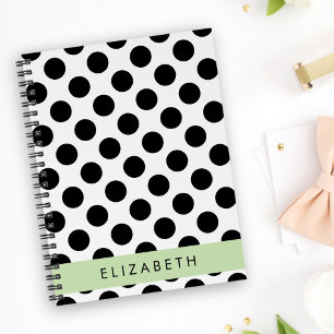 Caderno Espiral Bolinhas Pretas e Brancas, Pontas, Seu Nome
