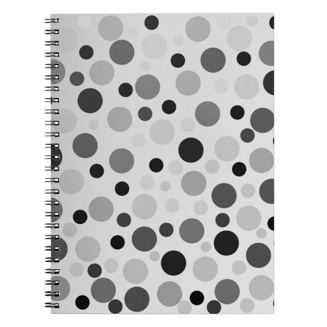 Caderno Espiral Bolinhas Pretas E Cinzas, (Frente)