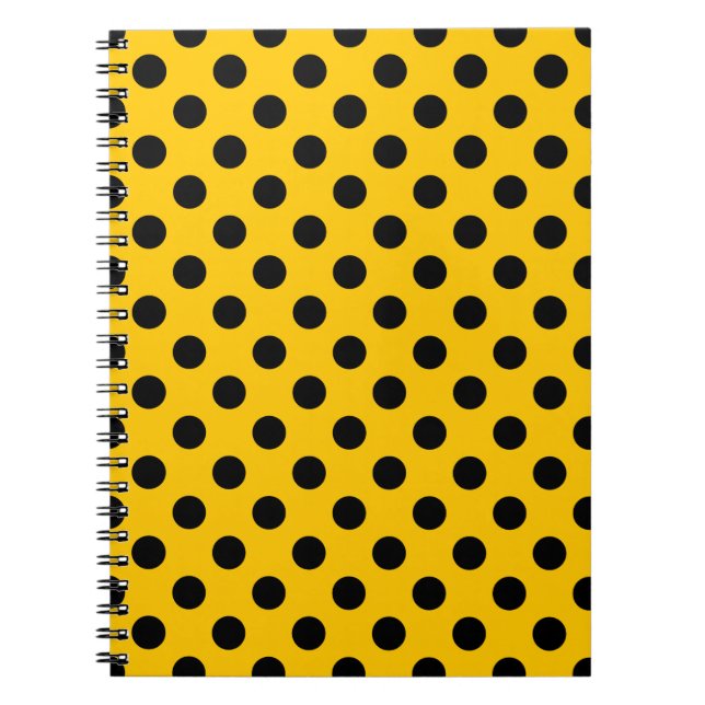 Caderno Espiral Bolinhas pretas em amarelo (Frente)