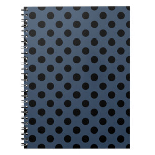 Caderno Espiral Bolinhas pretas em azul-cinza