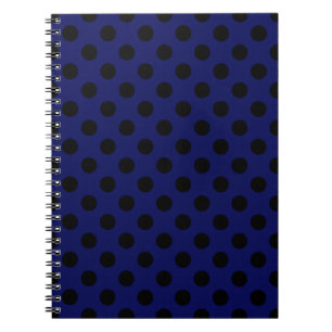 Caderno Espiral Bolinhas pretas em azul marinho
