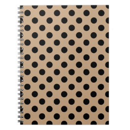 Caderno Espiral bolinhas pretas em bege