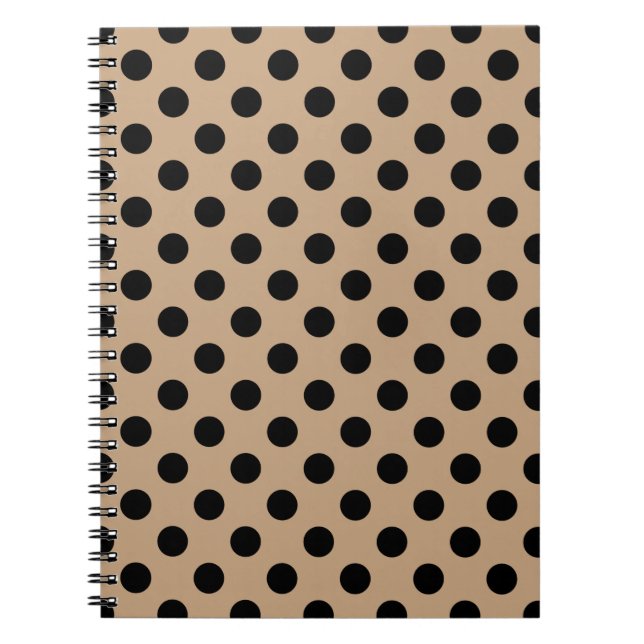 Caderno Espiral bolinhas pretas em bege (Frente)