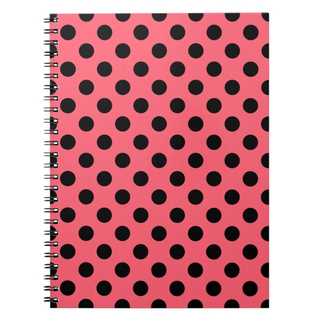 Caderno Espiral bolinhas pretas em corais (Frente)