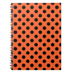Caderno Espiral Bolinhas pretas em laranja