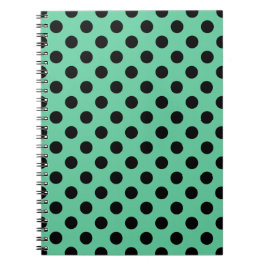 Caderno Espiral Bolinhas pretas em verde-menta