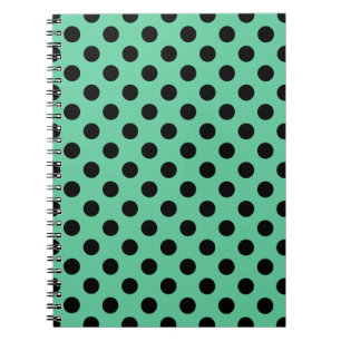 Caderno Espiral Bolinhas pretas em verde-menta