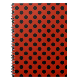Caderno Espiral Bolinhas pretas em vermelho
