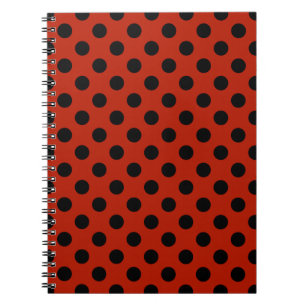 Caderno Espiral Bolinhas pretas em vermelho