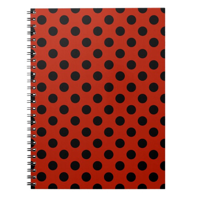 Caderno Espiral Bolinhas pretas em vermelho (Frente)