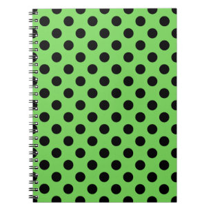 Caderno Espiral bolinhas pretas no verde limão