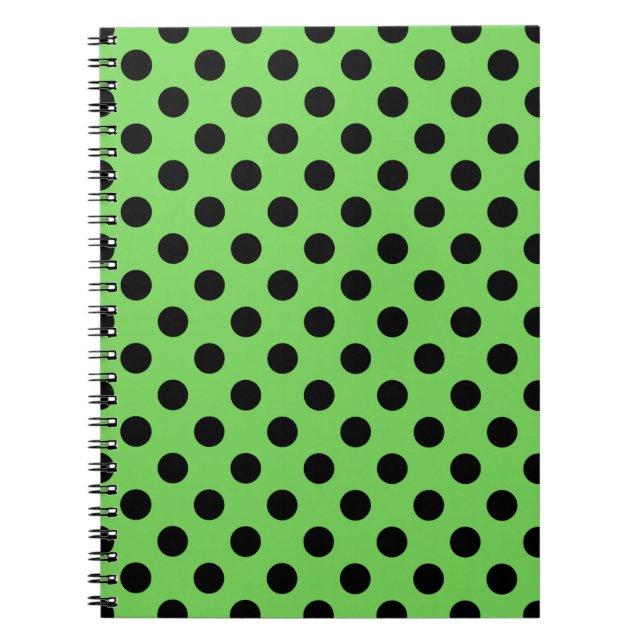 Caderno Espiral Bolinhas pretas no verde limão (Frente)