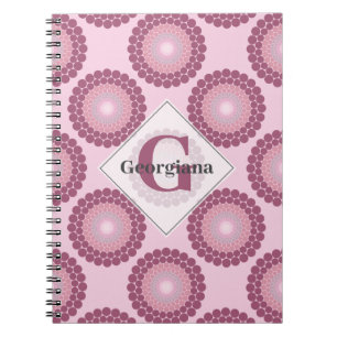 Caderno Espiral Bolinhas Radiante Dusky Personalizado Rosa Mandala