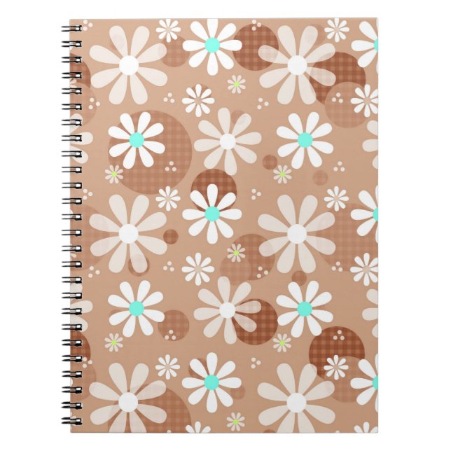 Caderno Espiral Bolinhas Retro Daisies e Castanhas (Frente)