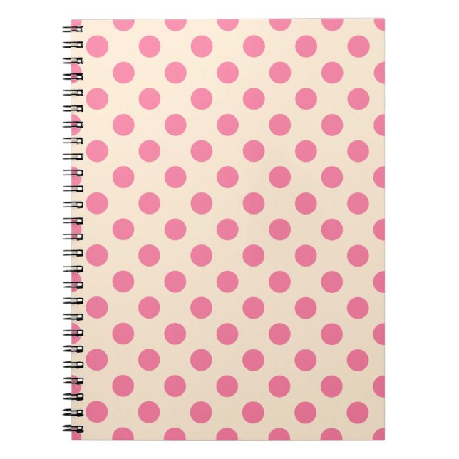 Caderno Espiral Bolinhas rosa em creme (Frente)