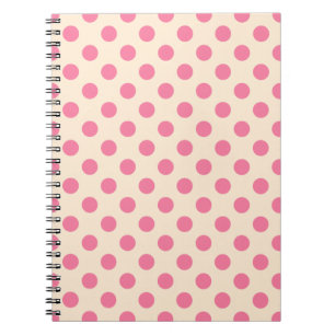 Caderno Espiral bolinhas rosa no creme
