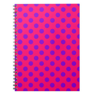 Caderno Espiral bolinhas roxas no cerco