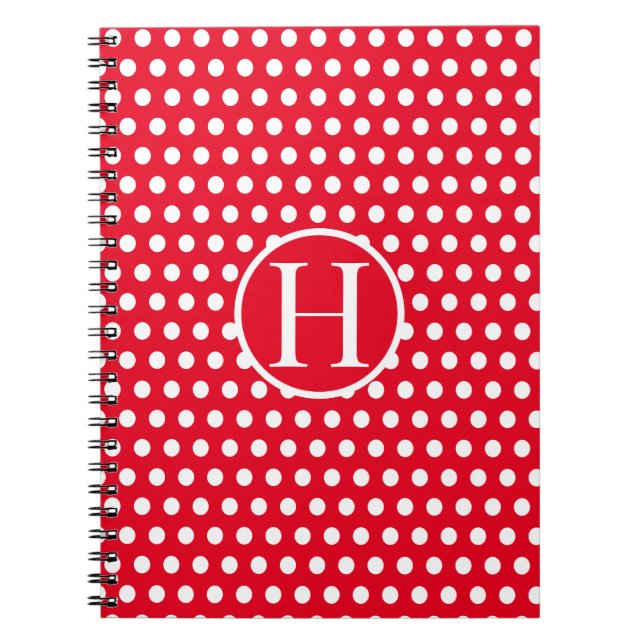Caderno Espiral Bolinhas Vermelha inicial personalizada (Frente)