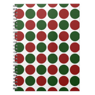 Caderno Espiral Bolinhas vermelhas e verdes em branco