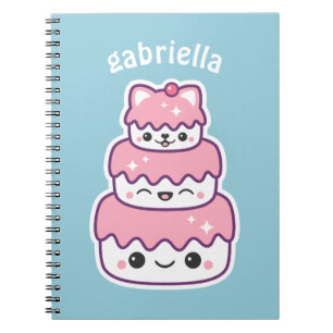 Caderno Espiral Bolo bonito do gato do gatinho