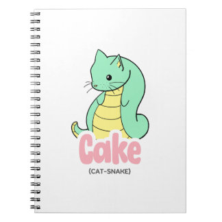 Caderno Espiral Bolo (Cat + Cobra) Notebook/Diário bonito